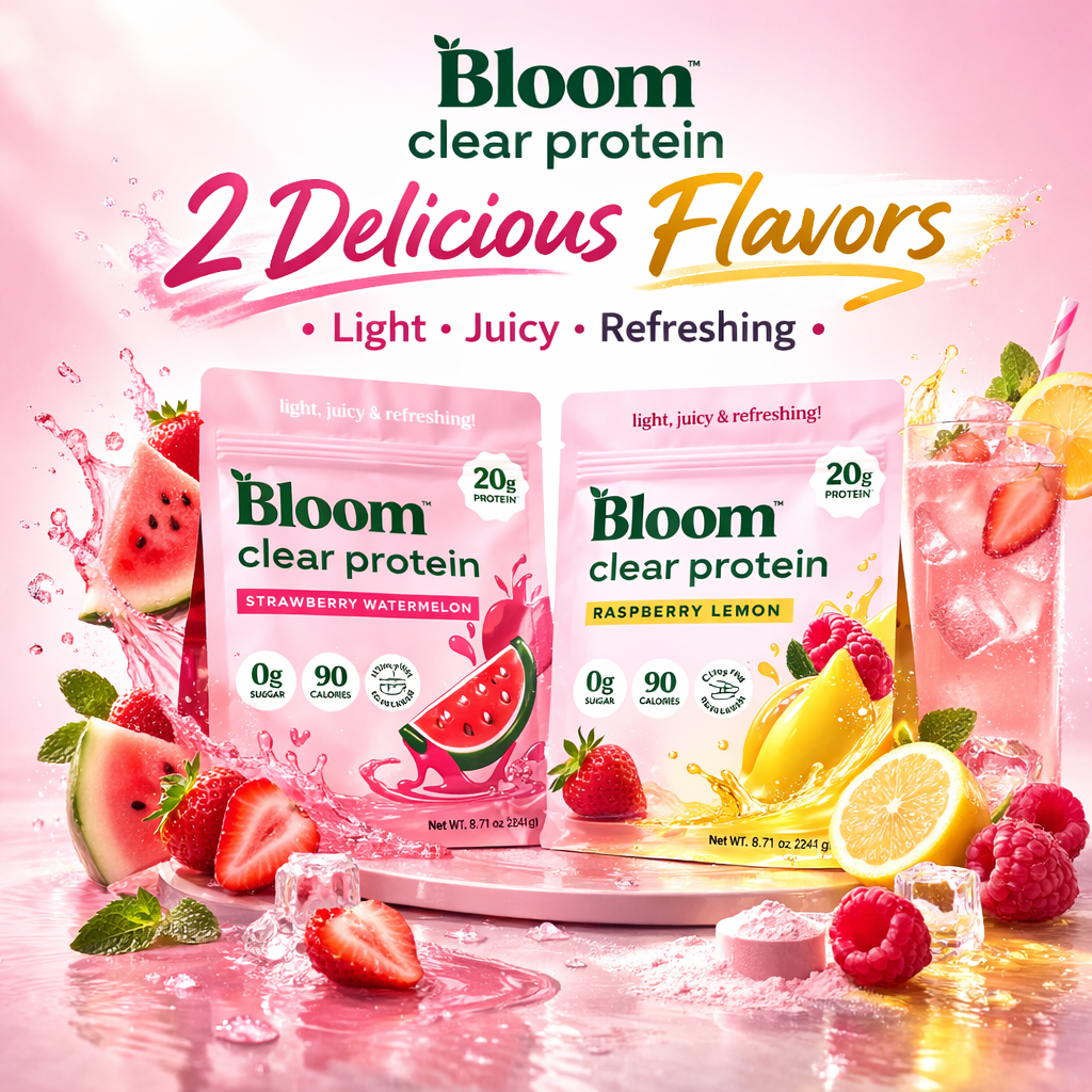 Bloom Nutrition Clear Protein - Clear Whey + Collagen Protein Blend | 20g Protein, 90 Calories, 0g Sugar, Light & uct Refreshing Fruity Drink | Protein for Women