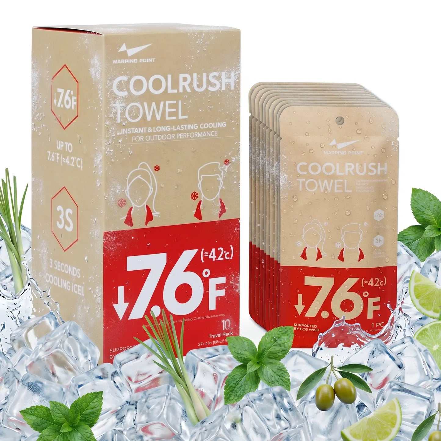 CoolRush Towel for Hot Weather, Cooling Towel, Ice Towel, Instant & Long-Lasting Cooling for Outdoor Performance, Large Cooling Body Wipe, Must Have for Summer Travel, Running,Gym , Camping Gardening & Daily Use