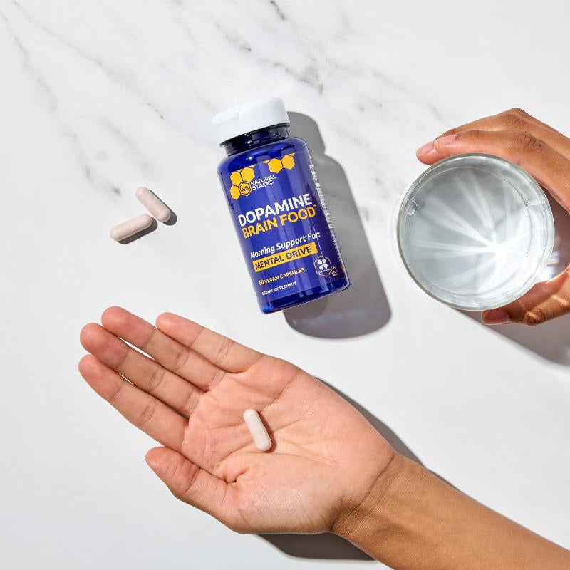 Dopamine Brain Food Supplement w/L-Tyrosine - Promotes Mental Drive, Clarity & Focus - Supports Mental Energy - 60 Capsules