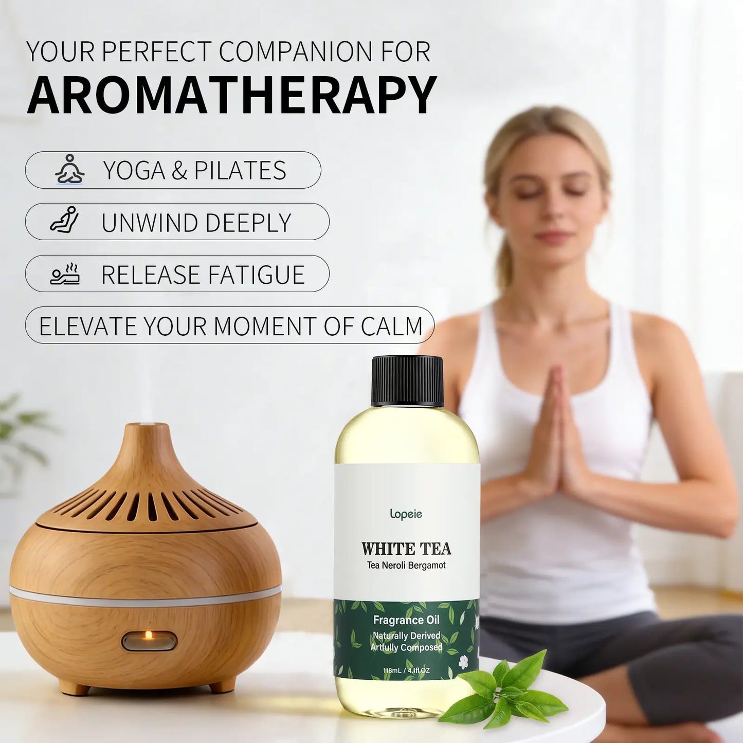 Lopeie Hotel Diffuser Oil Refill Inspired by The Westin Hotel - 118ml 4.1 fl oz - Aromatherapy Essential Oil-White Tea, Neroli & Bergamot – Ideal for Ultrasonic and Waterless Diffusers Pleasant Fragrant