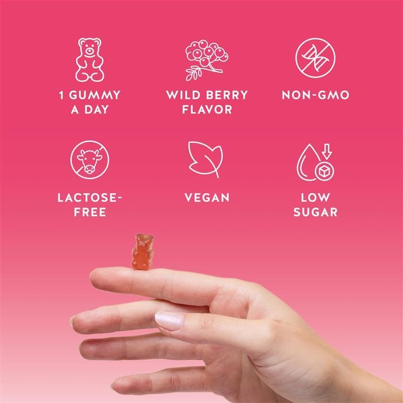 Bears with Benefits Biotin Gummies for Hair Growth, Skin & Nails –  5000 mcg Biotin + Vitamins C & E + Zinc - 30 Gummies - Vegan Wild Berry Flavor - 1 Month Supply