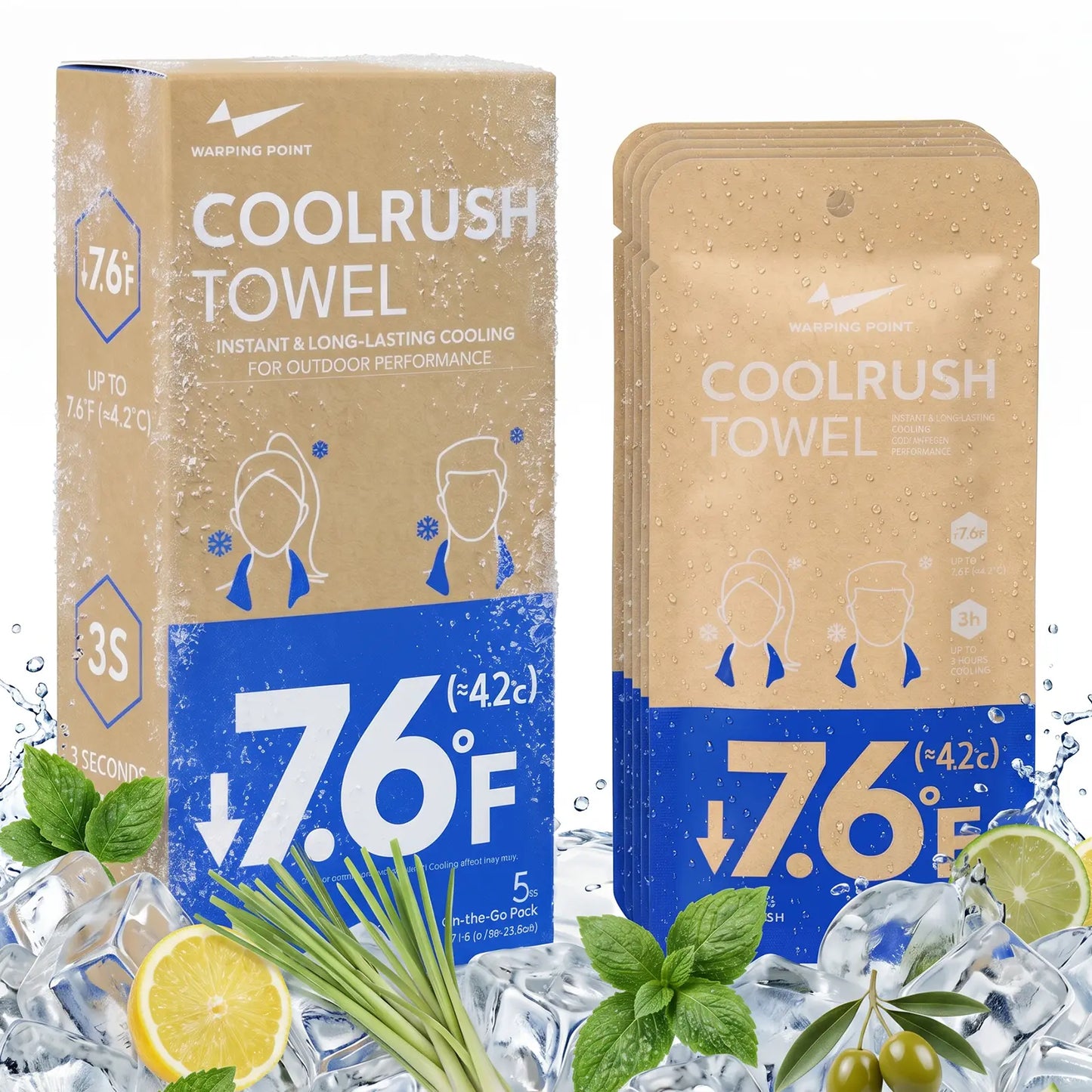 CoolRush Towel for Hot Weather, Cooling Towel, Ice Towel, Instant & Long-Lasting Cooling for Outdoor Performance, Large Cooling Body Wipe, Must Have for Summer Travel, Running,Gym , Camping Gardening & Daily Use