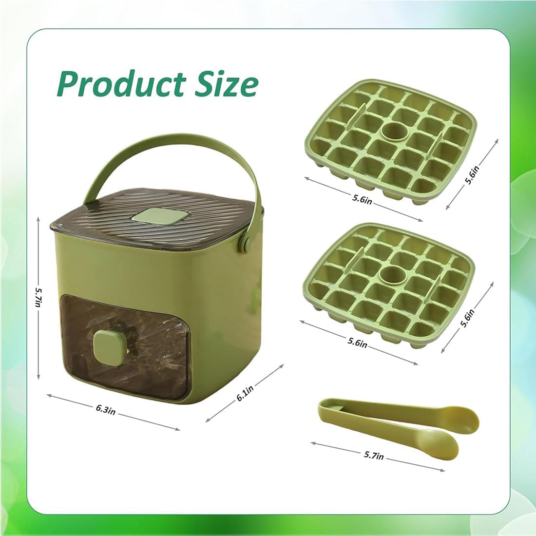 48 Cube Ice Maker With Easy Press Lid, Double Layer Portable Ice Cube Container with Lid and Storage Box for Freezer, Handled Press-Type Ice Cube Tray with Lid and Bin for Whiskey, Cocktail