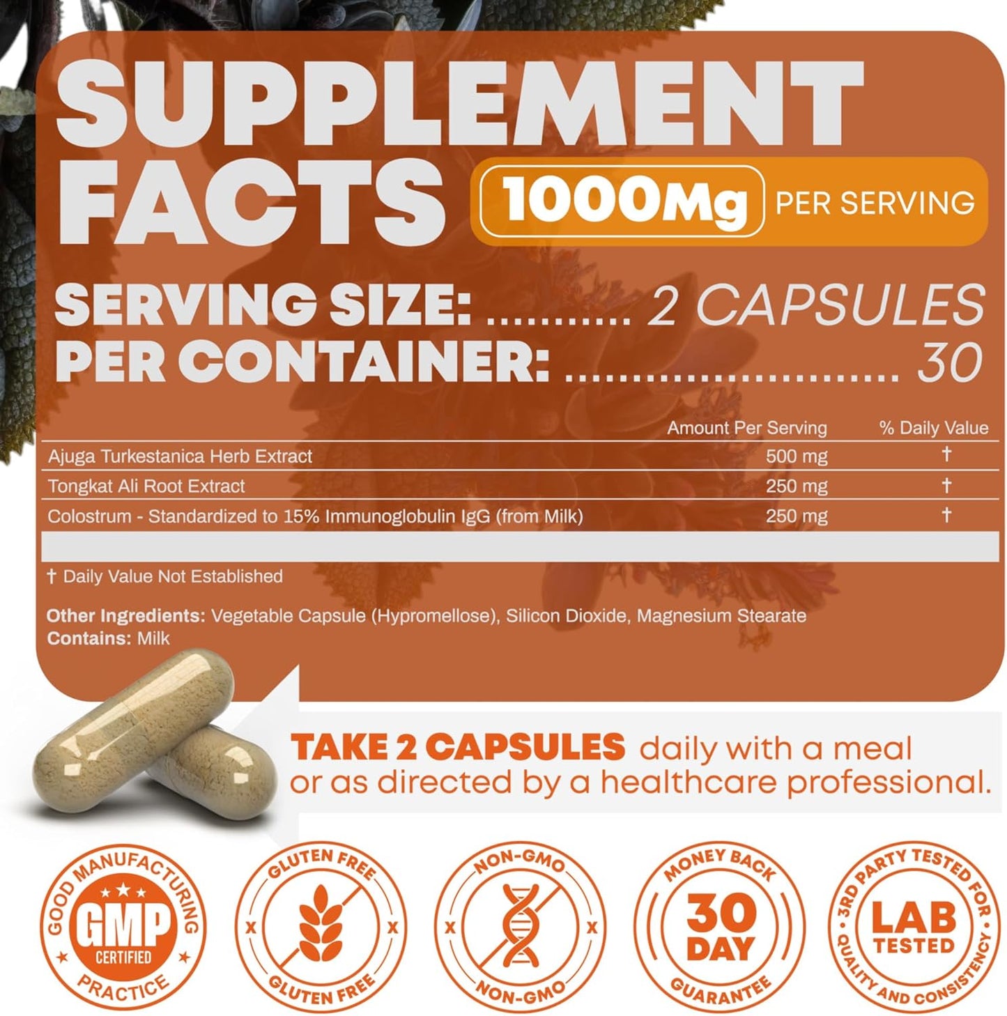 Turkesterone & Tongkat Ali - Muscle Builder & Strength Supplement for Athletes - 1000mg Per Serving, 60 Capsules