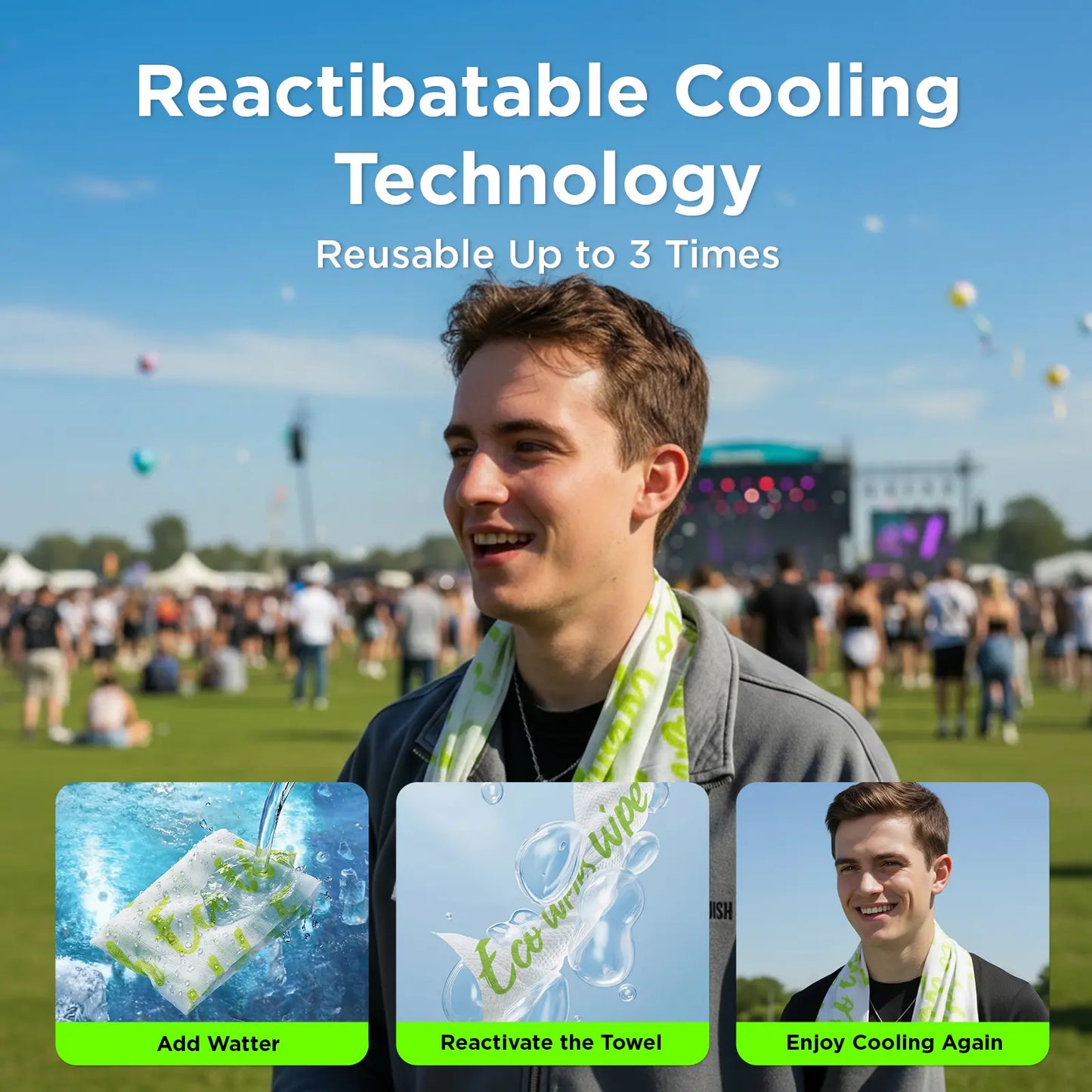 CoolRush Towel for Hot Weather, Cooling Towel, Ice Towel, Instant & Long-Lasting Cooling for Outdoor Performance, Large Cooling Body Wipe, Must Have for Summer Travel, Running,Gym , Camping Gardening & Daily Use