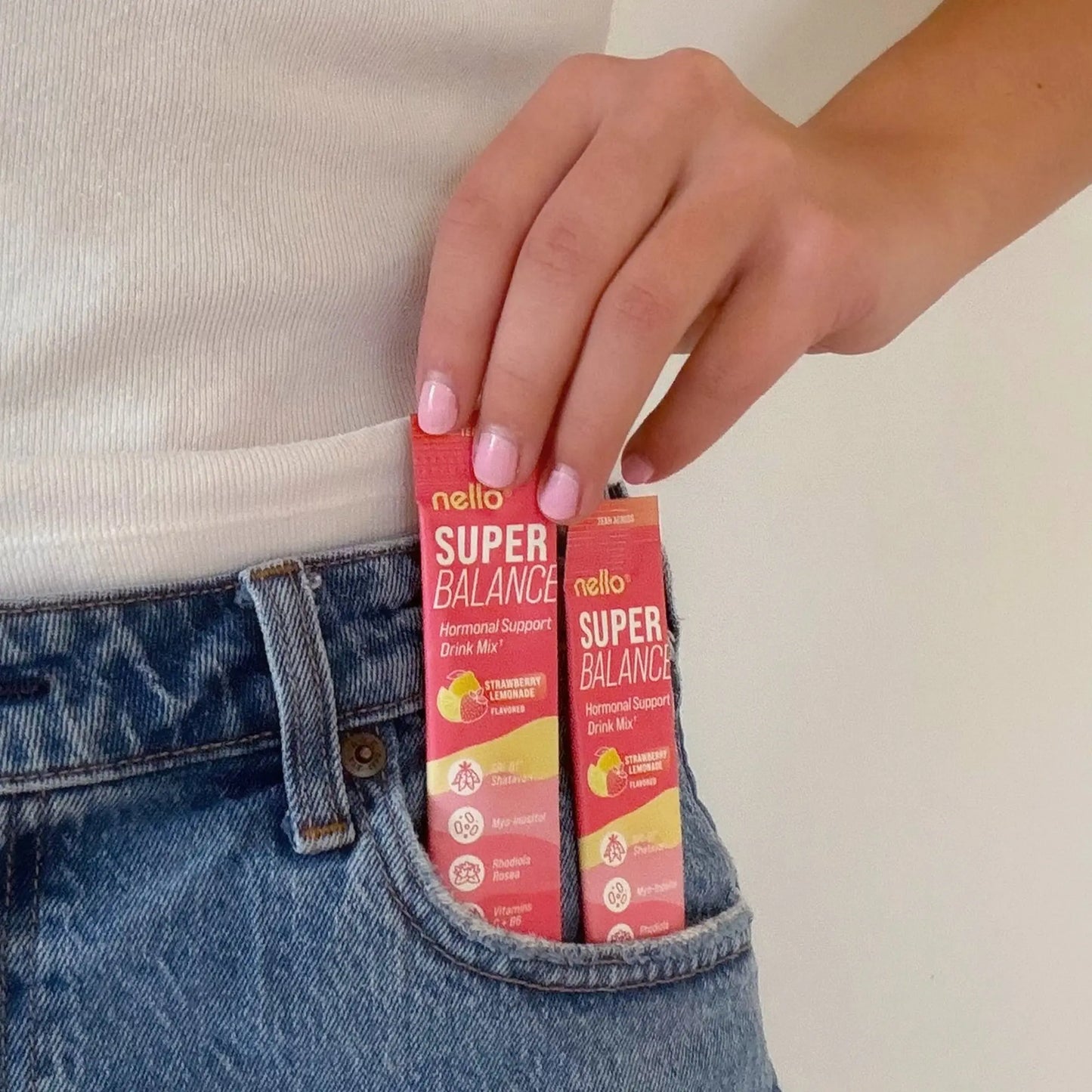 Nello Superbalance Hormonal Support Drink Mix, 20 Travel Packets, SRI-81 Shatavari, Myo-Inositol, Rhodiola Rosea, Vitamin C, Magnesium, Theobromine, Vitamin B6/C