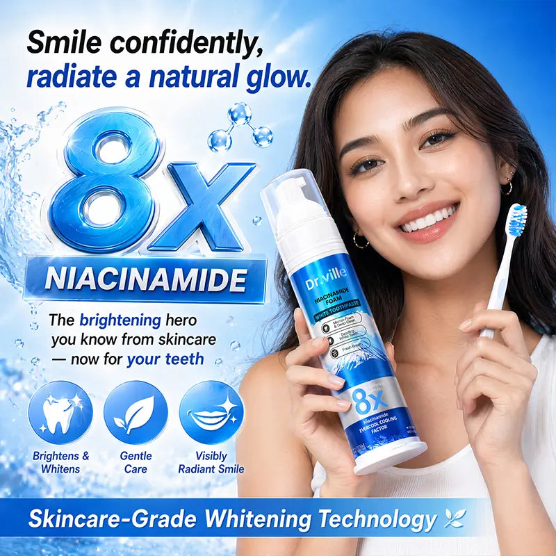 Dr.ville Niacinamide Foaming Whitening Toothpaste 8X - Fresh Breath Stain Removal Gentle Teeth Cleaning 100ml-D