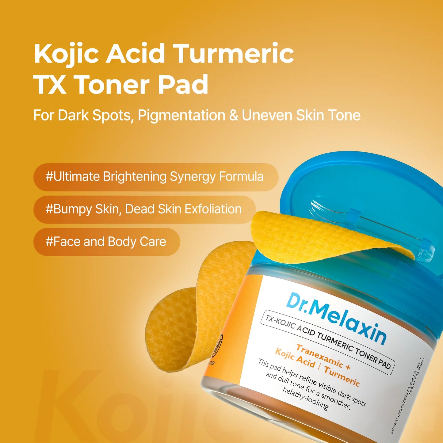 Kojic Acid Turmeric Amber Face & Body Care Set, Dark Spot & Pigmentation Care for Uneven Skin Tone